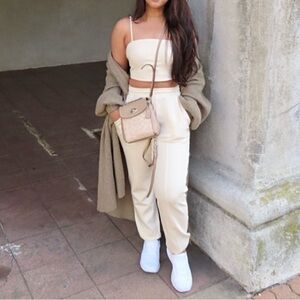 Super soft cream jogger and top co-ord set knit